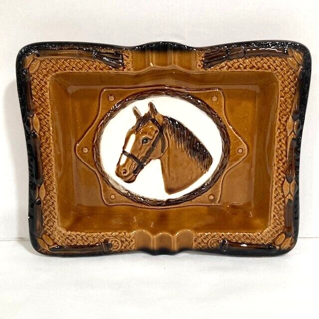 Brown Ceramic Horse Design Ashtray
