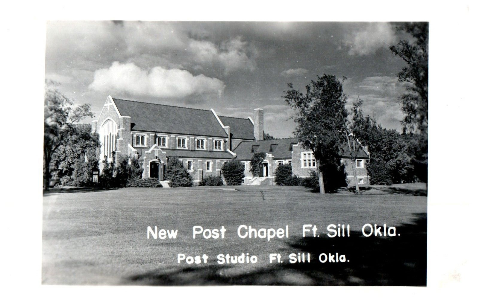 RPPC Postcard Historic New Chapel Fort Sill OKLAHOMA Real Photo 1951 Lawton OK