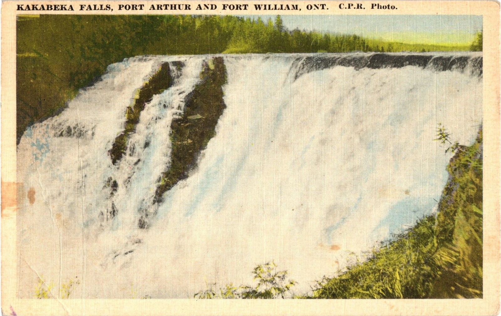 Kakabeka Falls Port Arthur Fort William Ontario Canada Linen Postcard 1950s