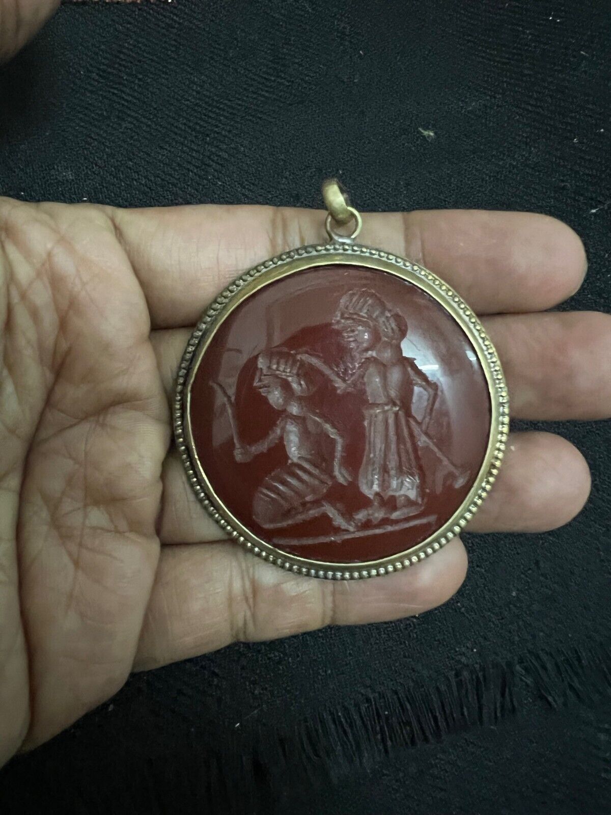 Antique Sassanian Rare Bead Human Seal Unique Intaglio on carnelian agate aqiq