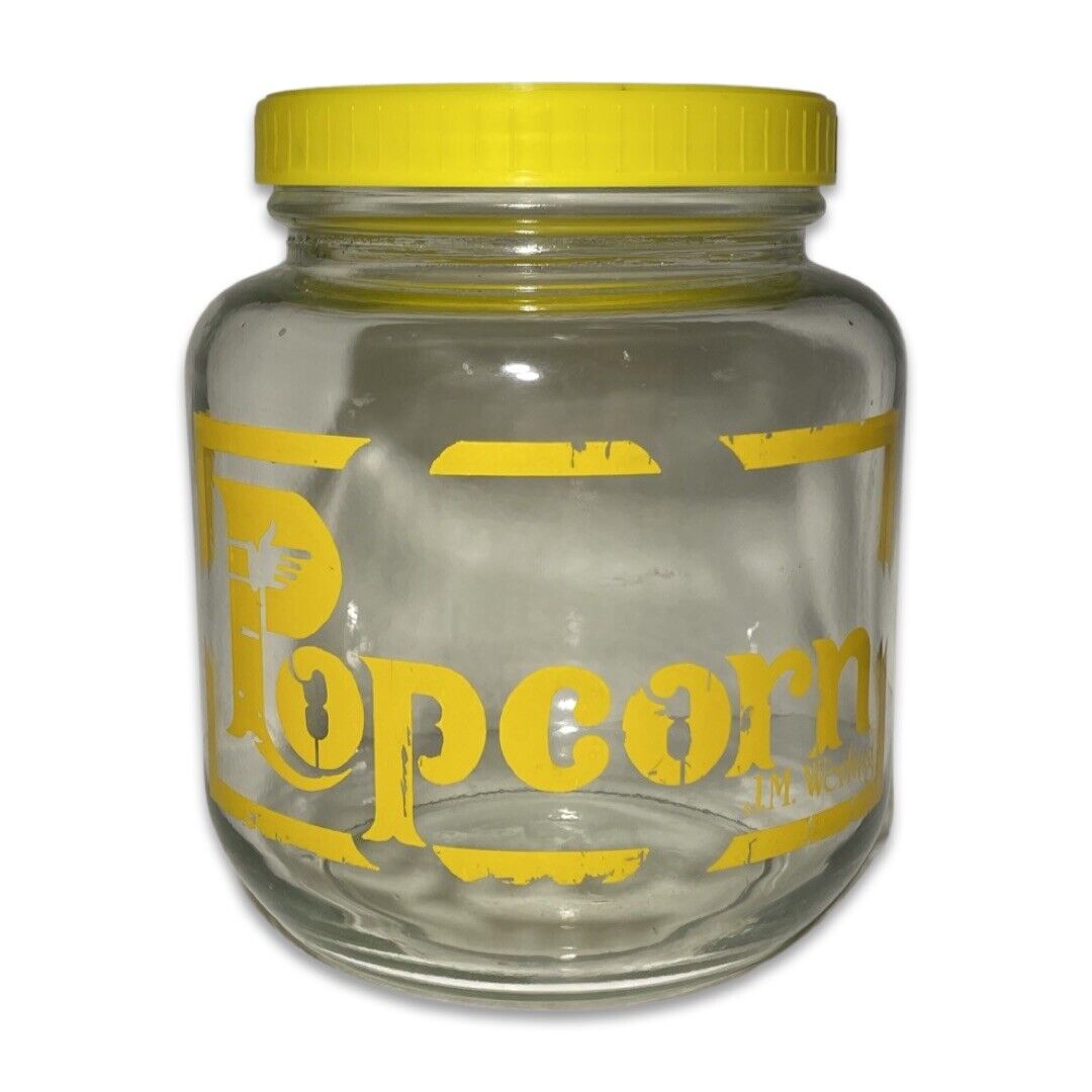 Vintage J.M Werling Glass Popcorn Jar w/ Screw Top Lid