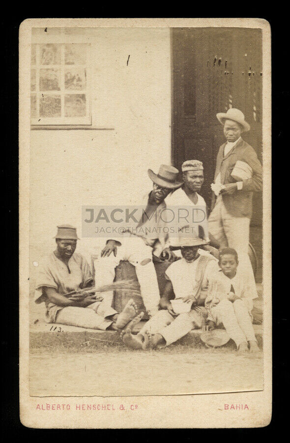 RARE CDV African Black Men Brazil Photographer Slave Slavery Trade 1800s Photo