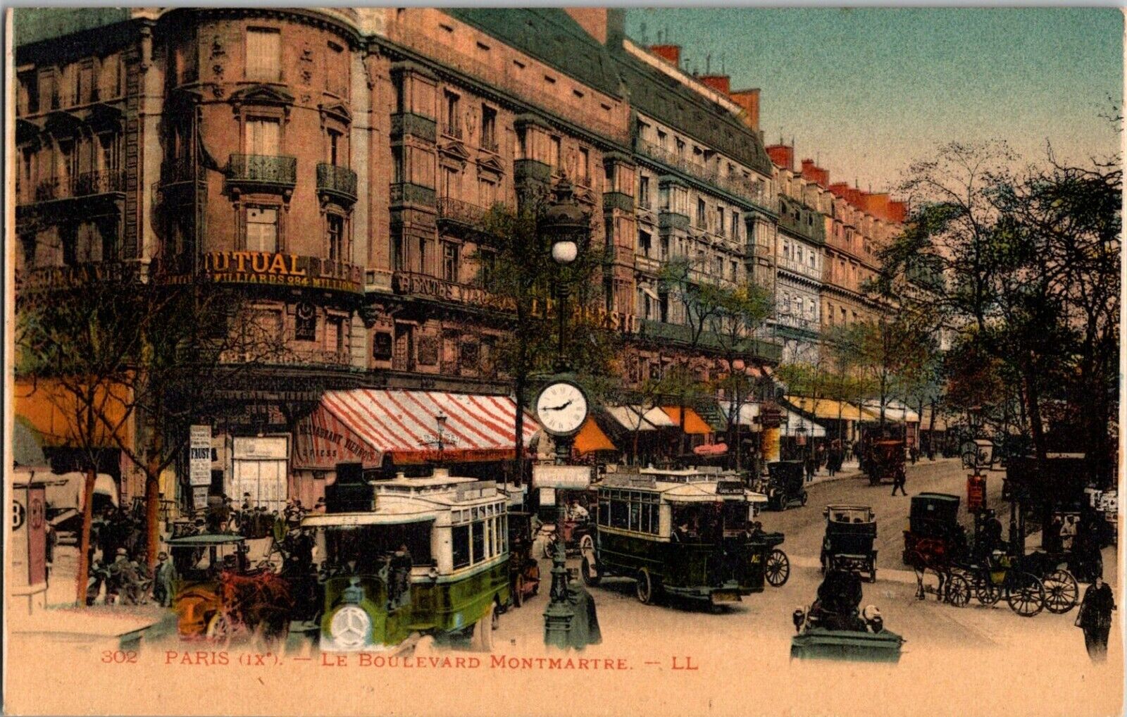Paris Le Boulevard Montmartre Beautiful Shops Bldgs French Vintage Postcard