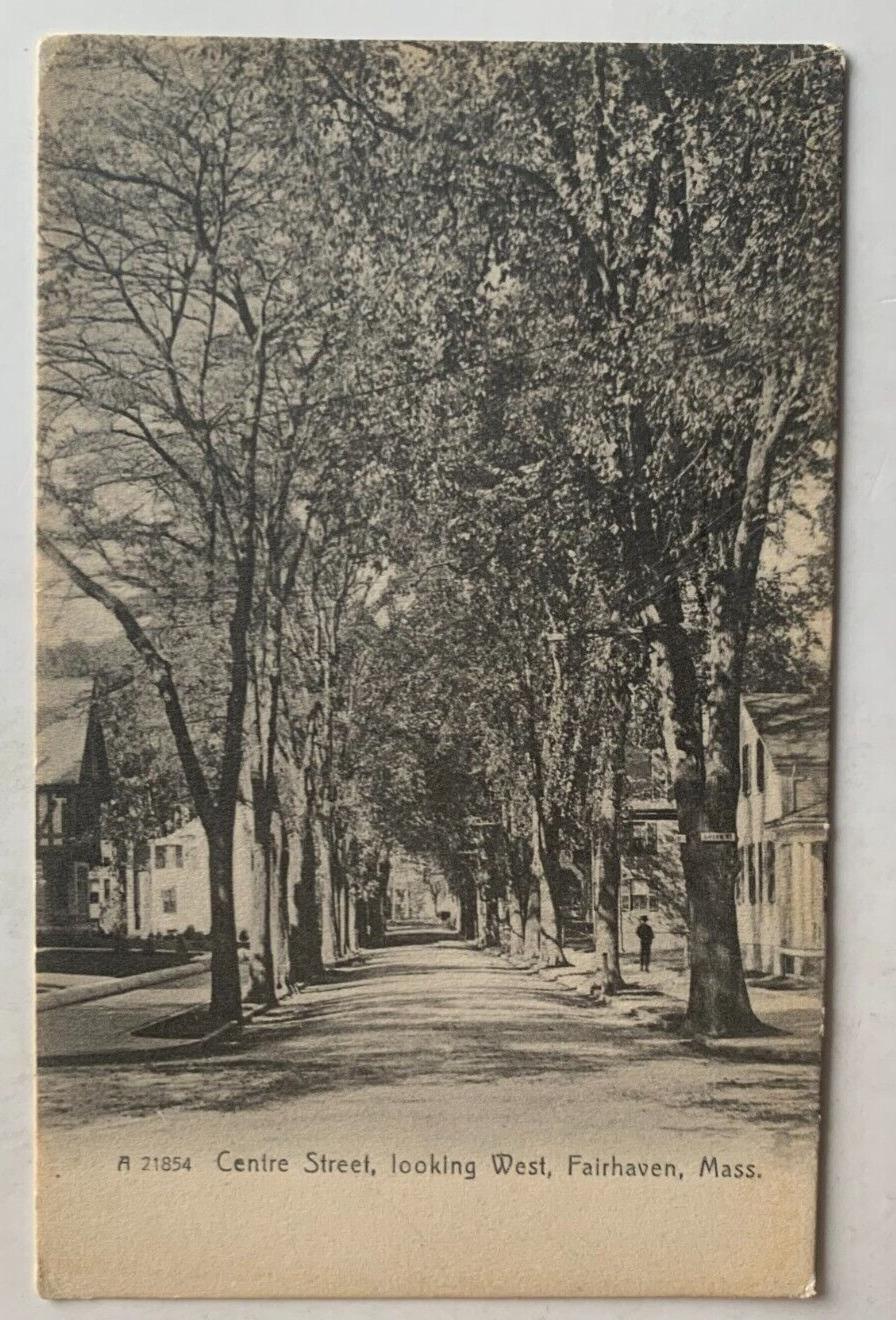 c 1900s MA Postcard Fairhaven Massachusetts Centre Street looking West Rotograph