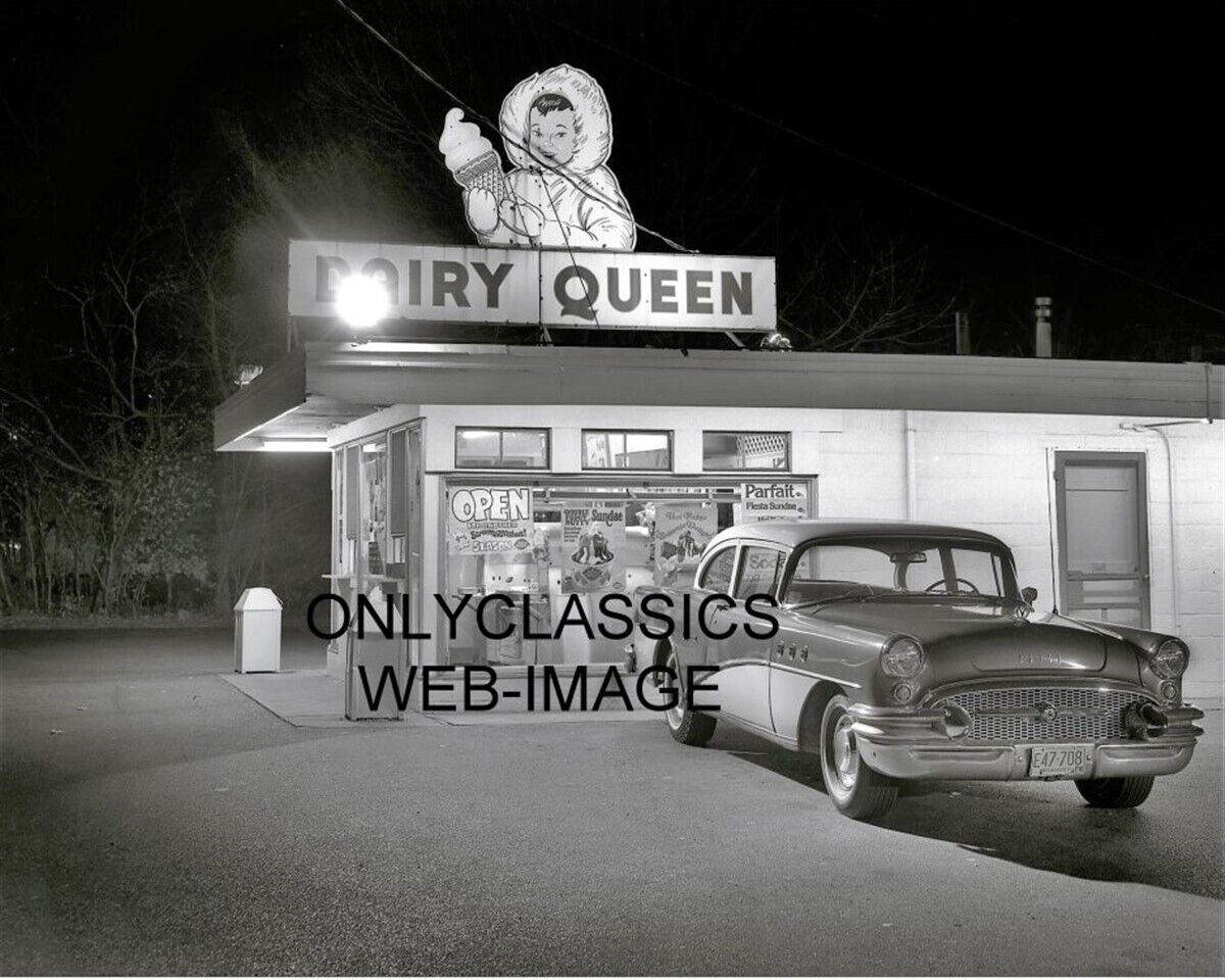 1977 DAIRY QUEEN ICE CREAM DRIVE-IN WATERTOWN SD 8X10 PHOTO COOL 1955 BUICK AUTO