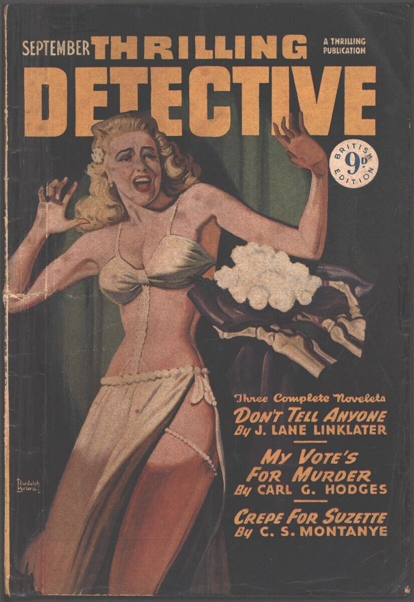 Thrilling Detective 1949 September. British edition. Belarski art cover.  Pulp