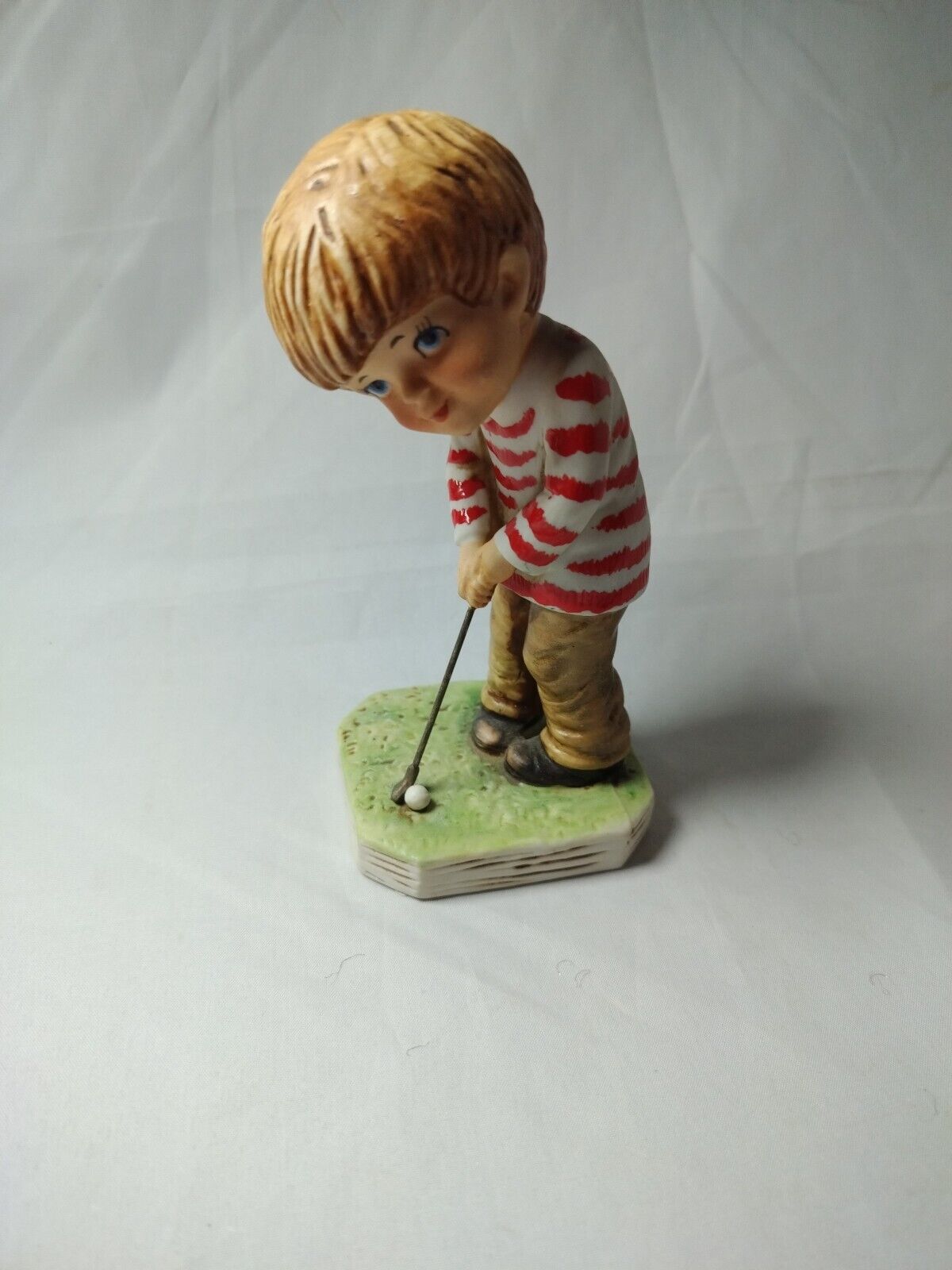 Vintage Moppets Boy Golfer Up To Par Gorham Ceramic Figurine 1975