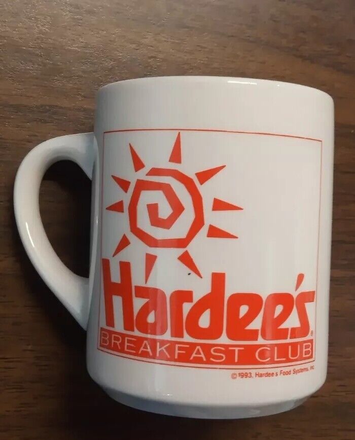 Hardee\'s Restaurant Breakfast Club Coffee Mug Cup Sunshine Logo 1993