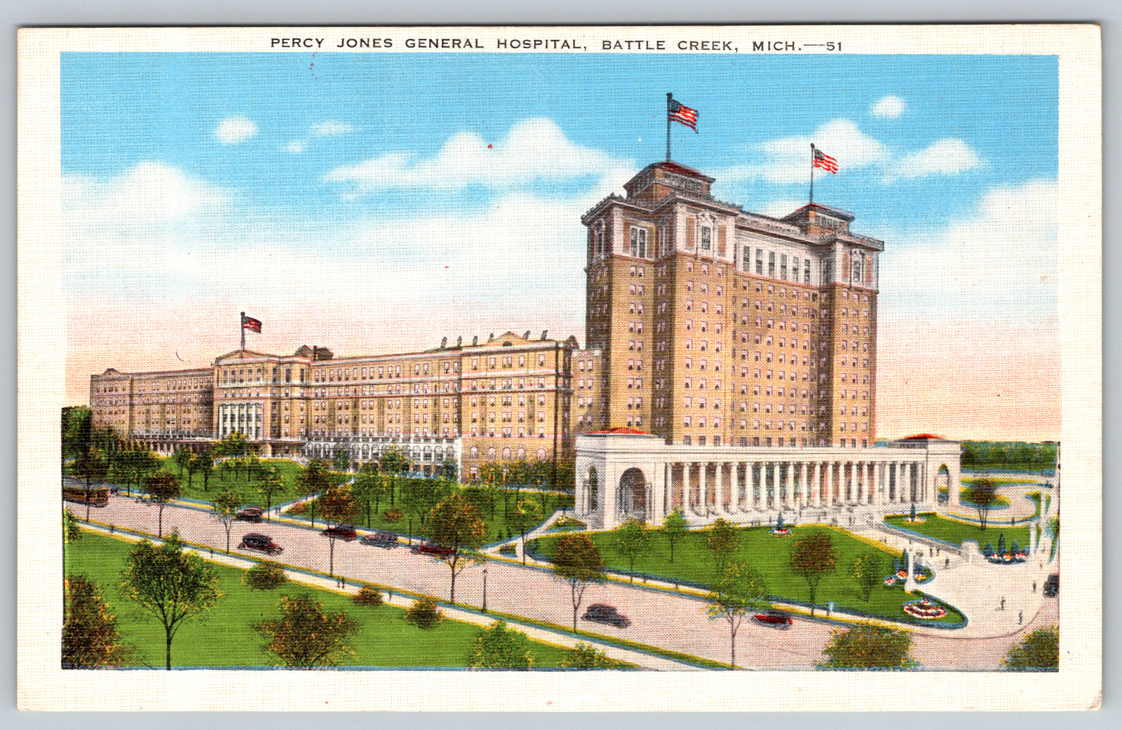 c1940s Percy Jones General Hospital Battle Creek Michigan Vintage Postcard