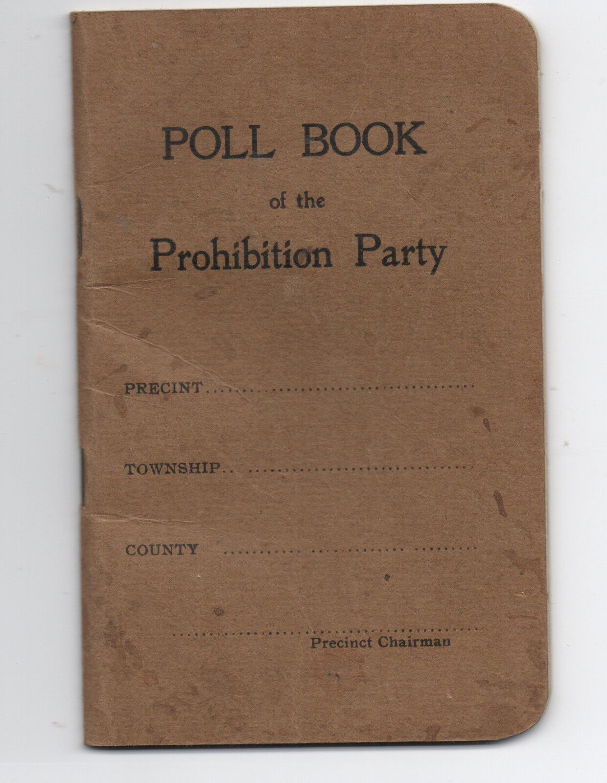 1910 Poll Book of the Prohibition Party with Names