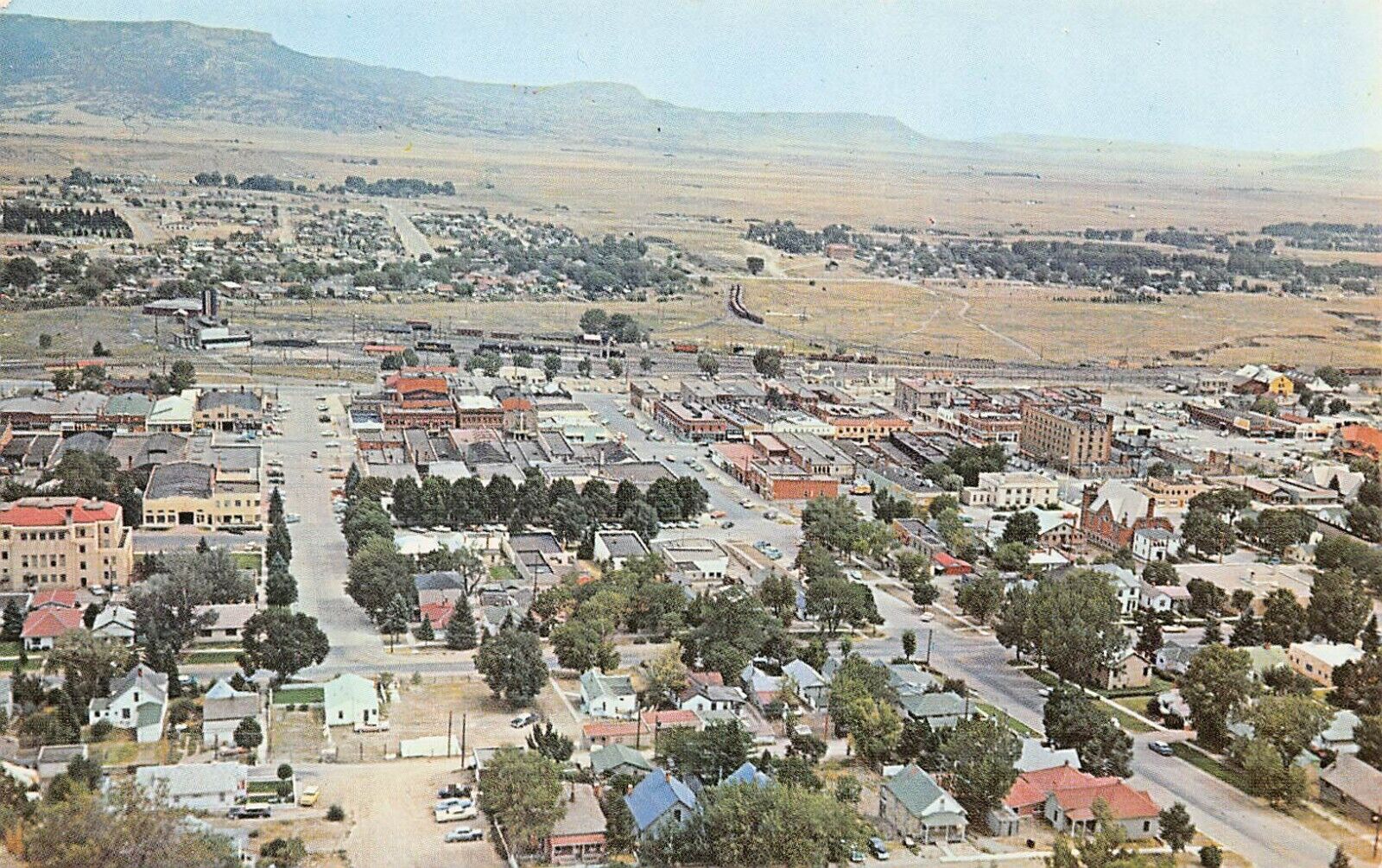Raton NM New Mexico Main Street Colfax County Pass Aerial View Vtg Postcard Y6