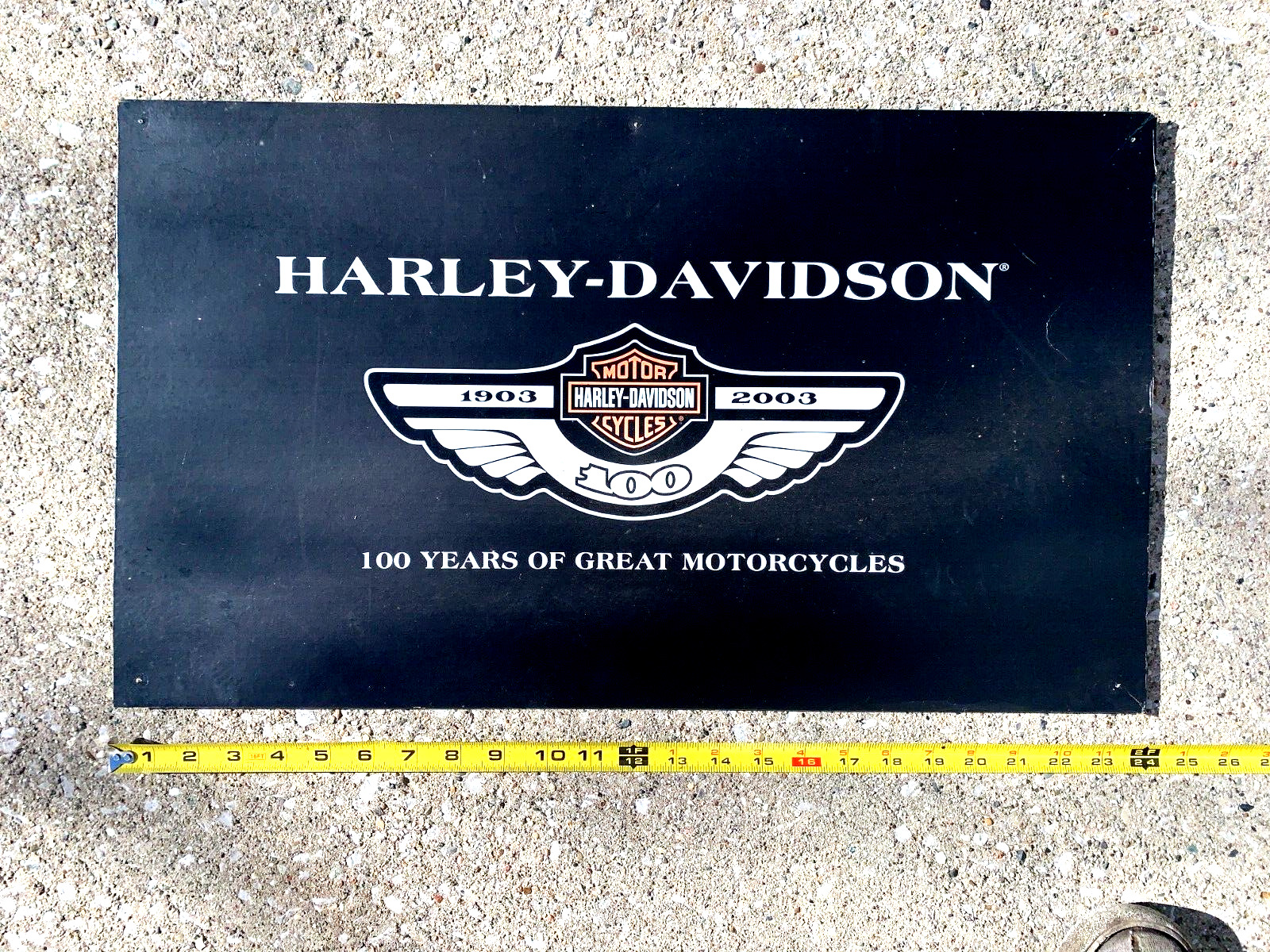 HARLEY DAVIDSON 100 YEARS MOTORCYCLES USED AS A POSTER ON THE WALL BOX TOP