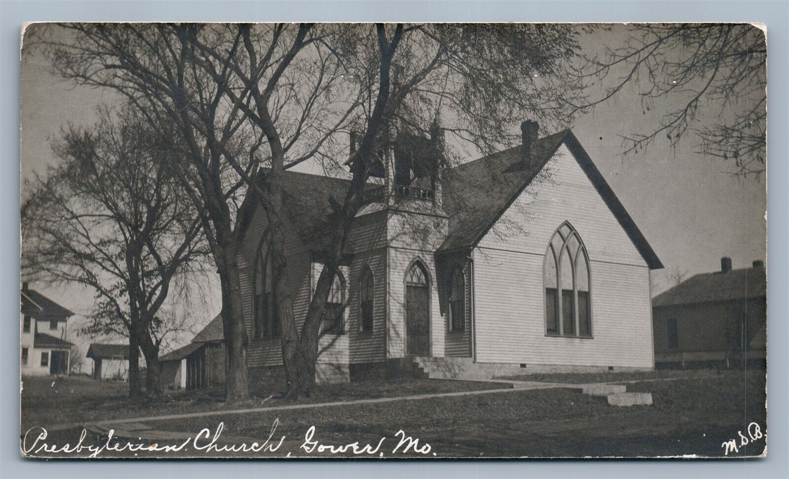 GOWER MO PRESBYTERIAN CHURCH 1911 ANTIQUE REAL PHOTO POSTCARD RPPC
