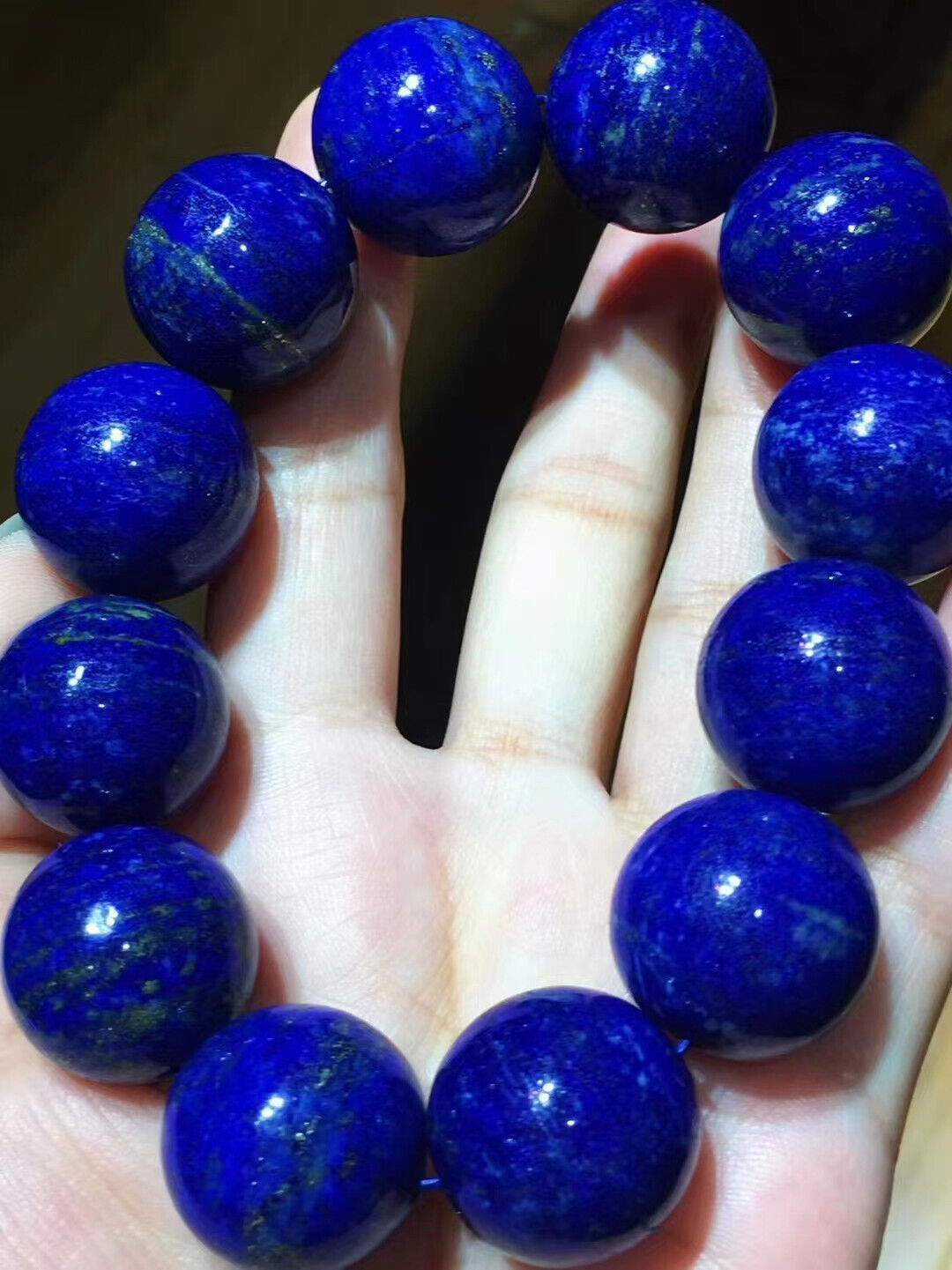 Genuine Natural Royal Blue Lapis Lazuli Beads Gemstone Bracelet AAAAA 20mm