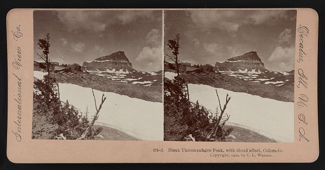 Bleak Uncompahgre Peak, with cloud effect, Colorado Old Photo