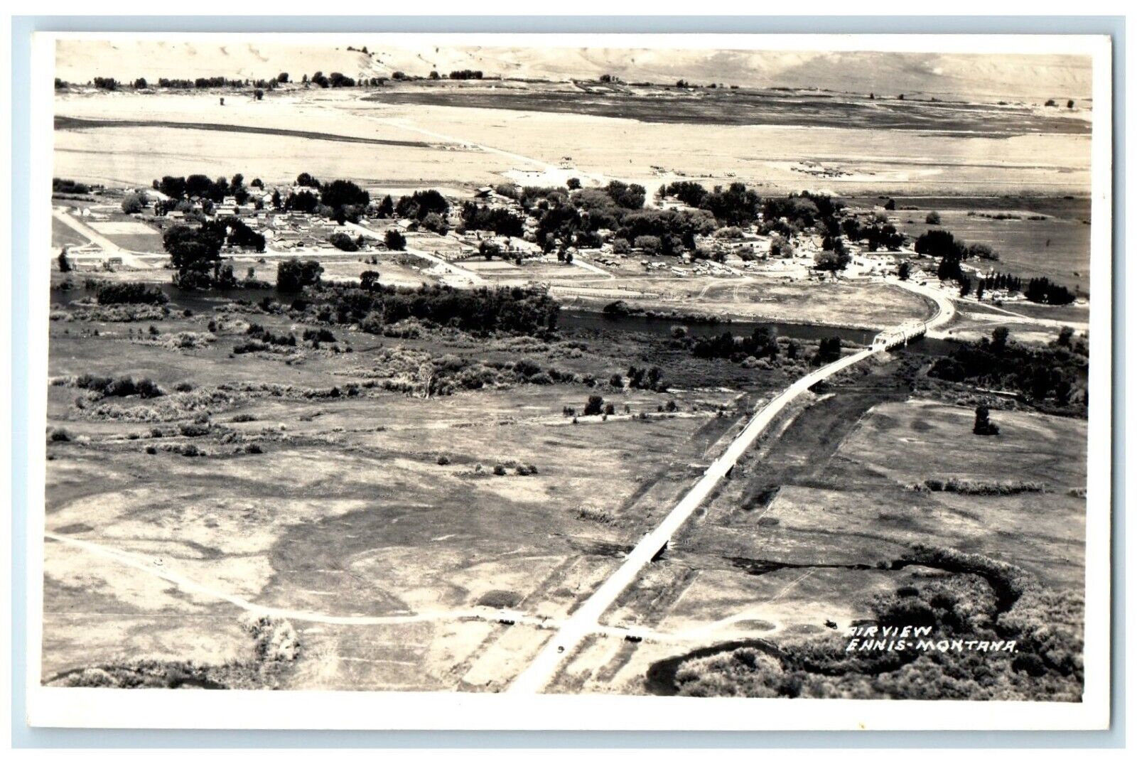 c1940\'s Airview Of Ennis Montana MT RPPC Photo Unposted Vintage Postcard