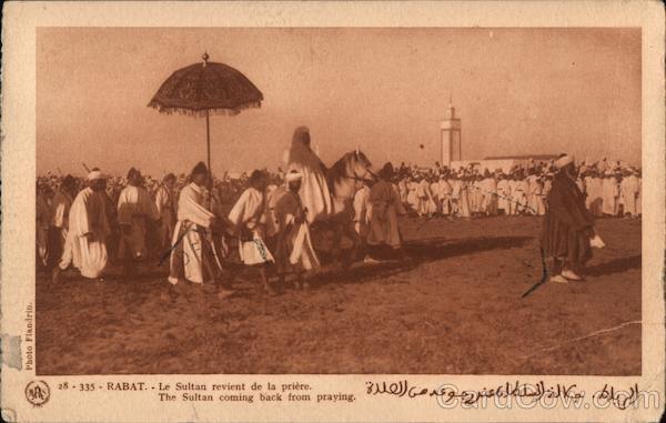 Morocco Rabat Le Sultan Revient de la Priere Photo Flandrin Postcard Vintage