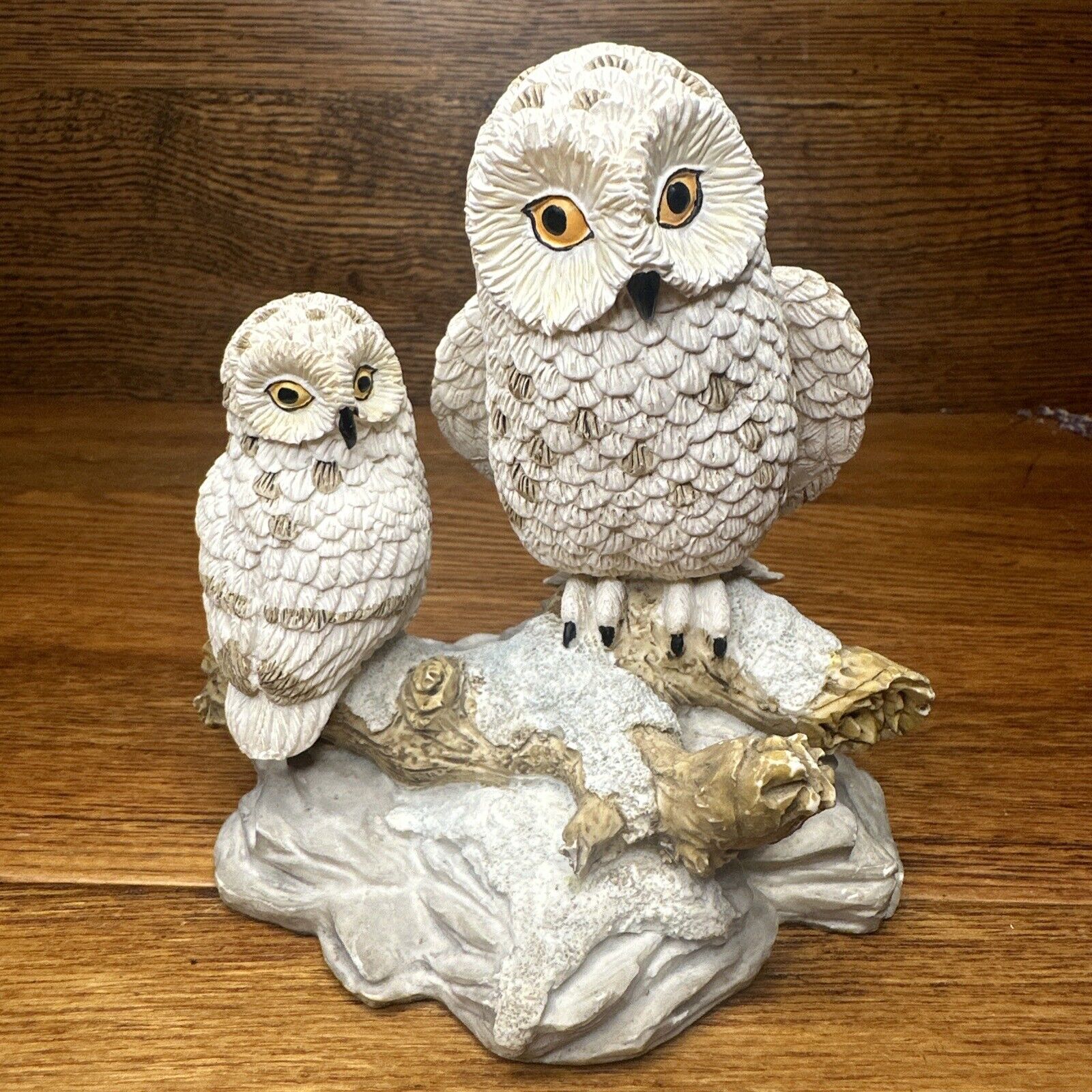 Vintage Herco Owl Figurine Snowy Mom and Baby