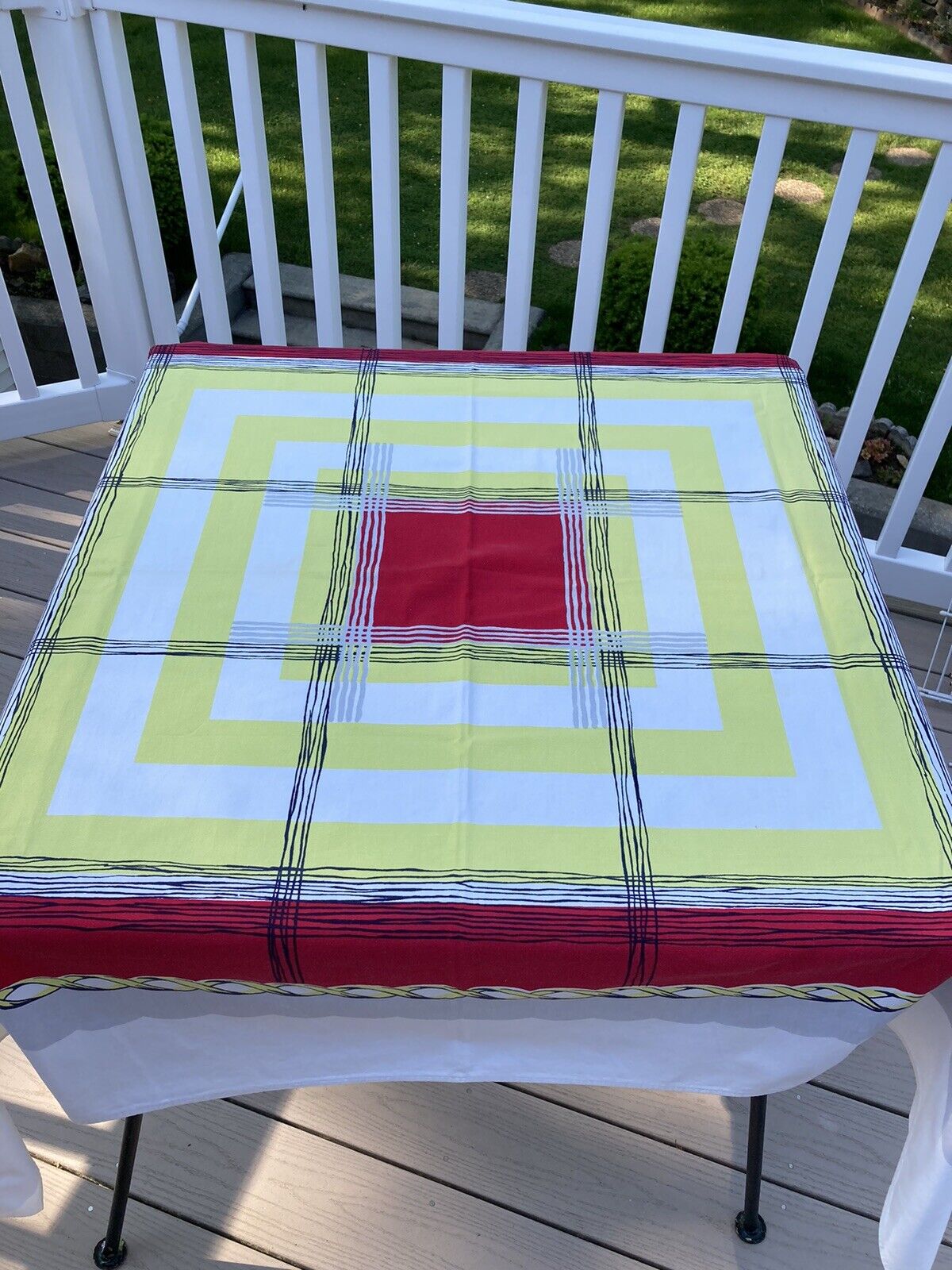 MCM  Atomic Vintage Retro Four  Color Tablecloth Very Kitchy Geometric Design
