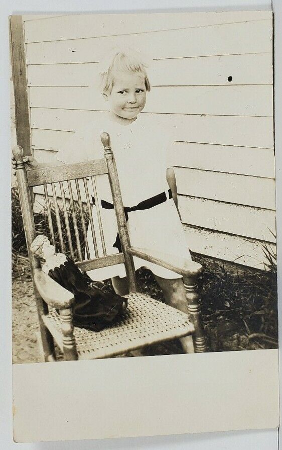 Rppc Darling Little Girl, Eva Swanson & Antique China Doll c1915 Postcard N19