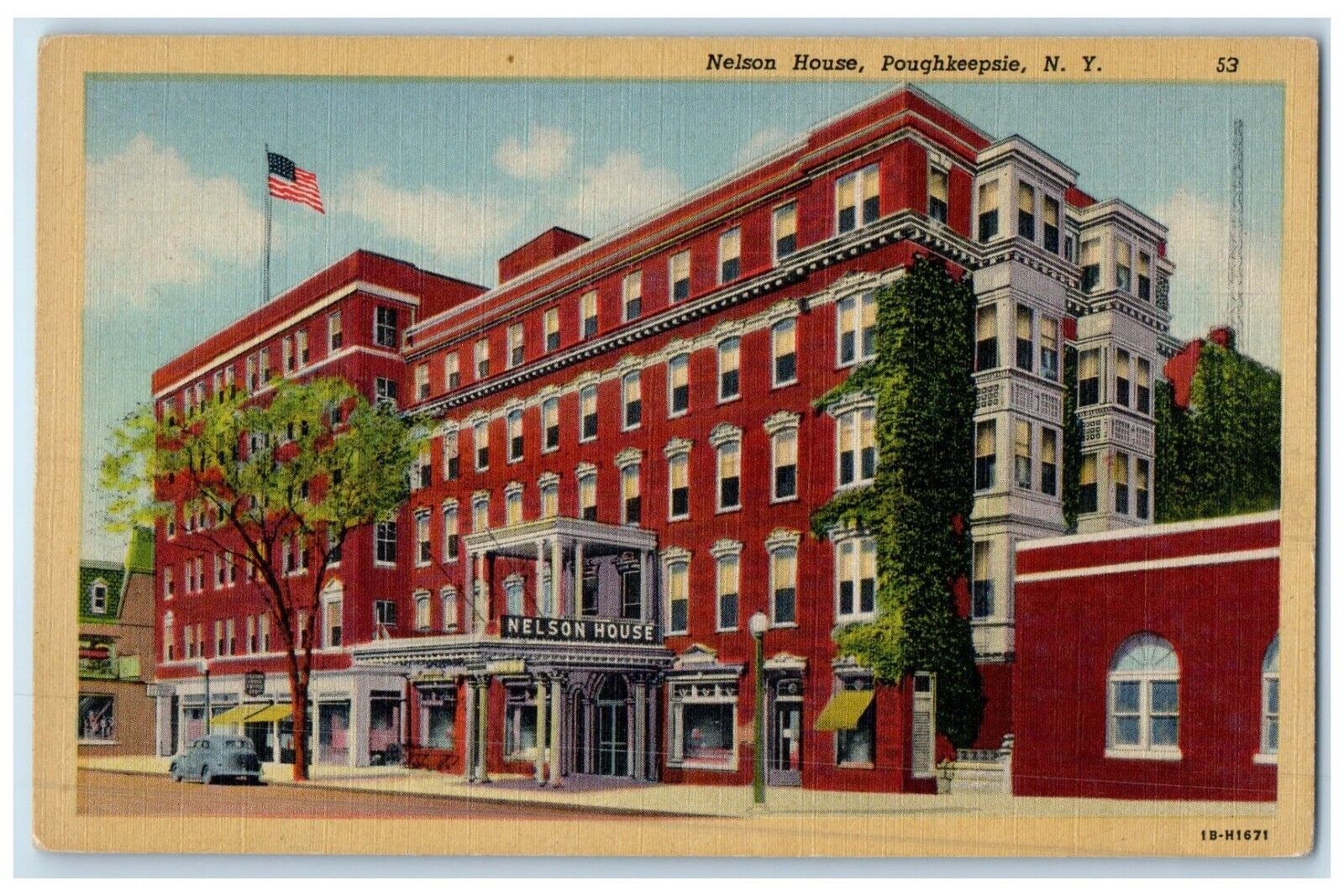 c1940 Exterior View Nelson House Building Poughkeepsie New York Vintage Postcard