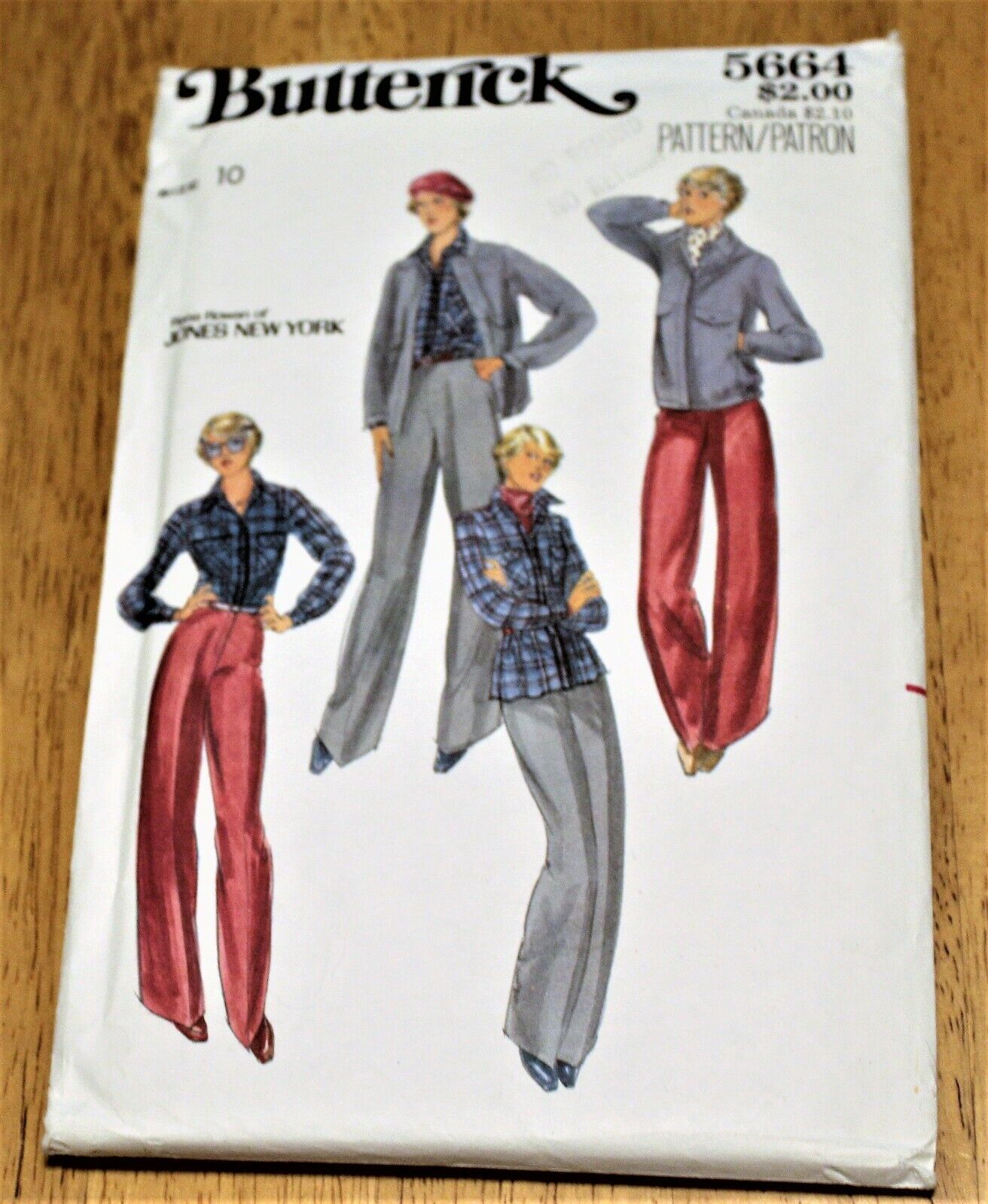 Butterick: PATTERN #5664 MISSES SHIRT, JACKET, PANTS - Vintage - Size 10 Pre-cut