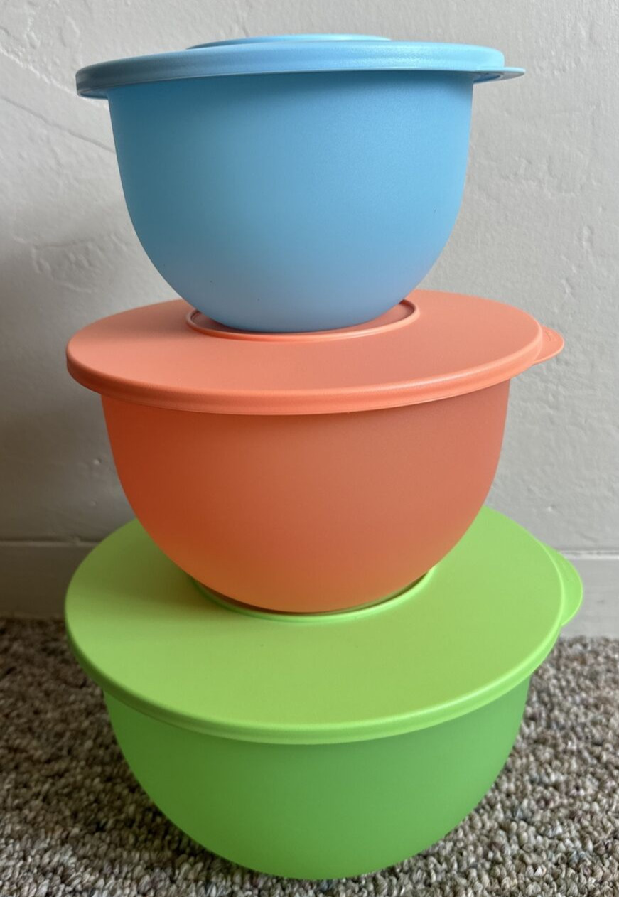 Tupperware Impressions Classic Bowl Set Bright Colors Picnic Essentials VTG NOS
