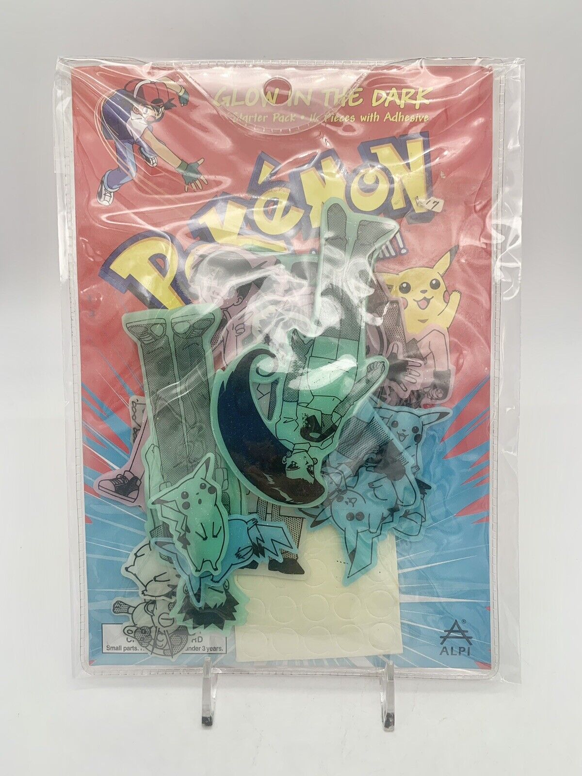 Vintage 1999 Pokemon Glow In The Dark 16 Piece Intermediate Pack With Adhesive