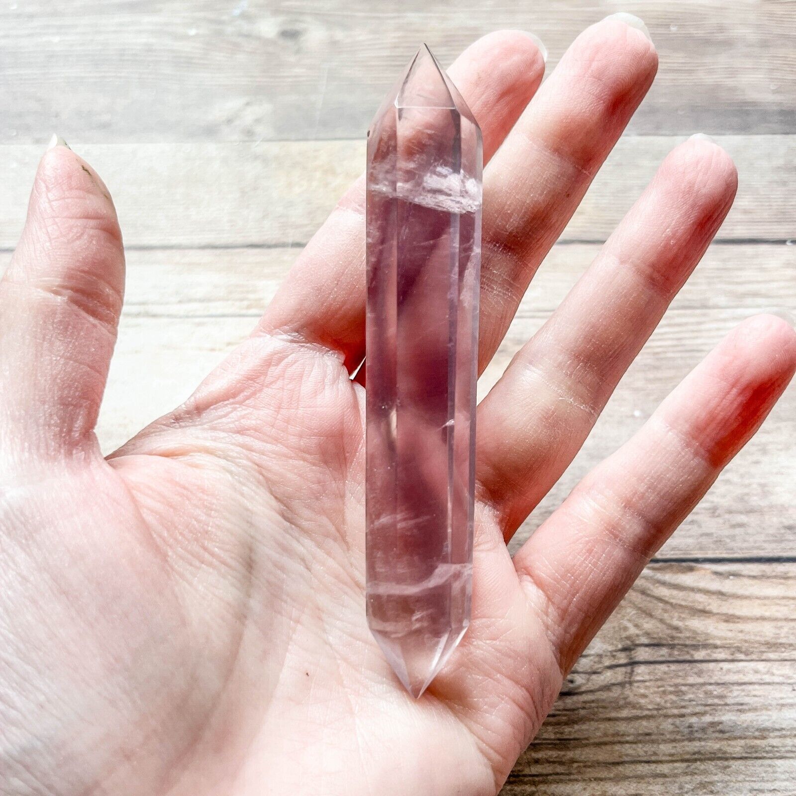 Lavender Fluorite Double Terminated Wand Crystal Two Points 50 g