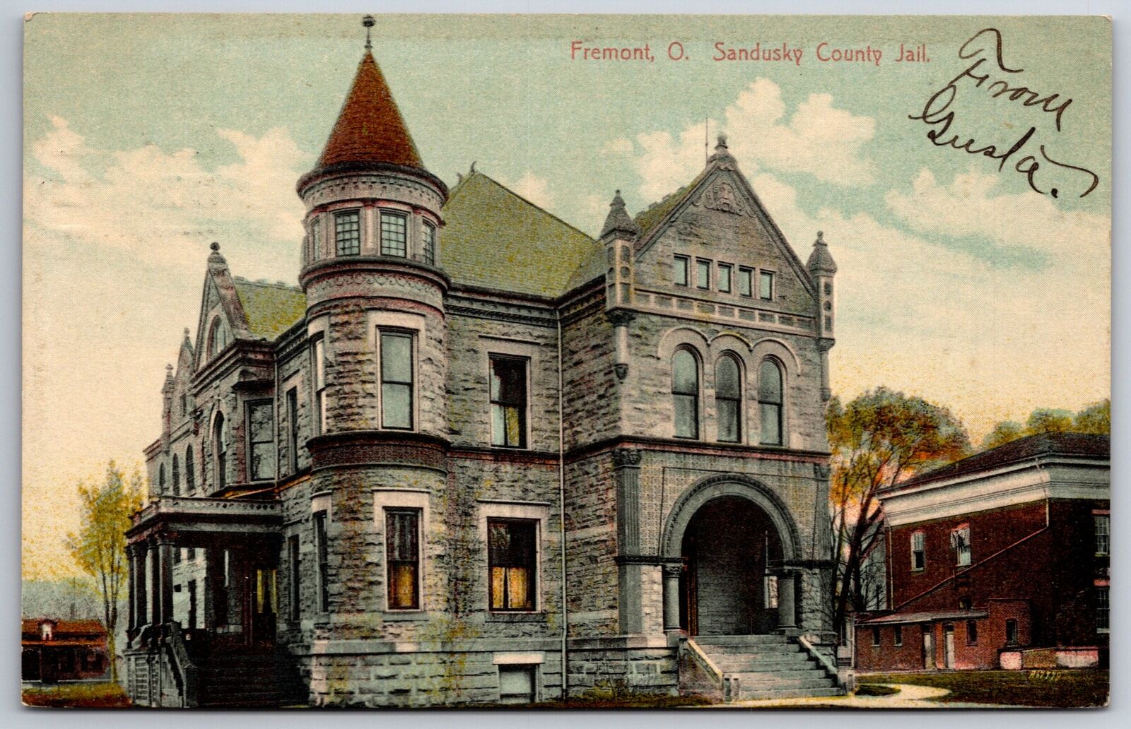 Fremont Ohio~Sandusky County Jail~1909 Postcard
