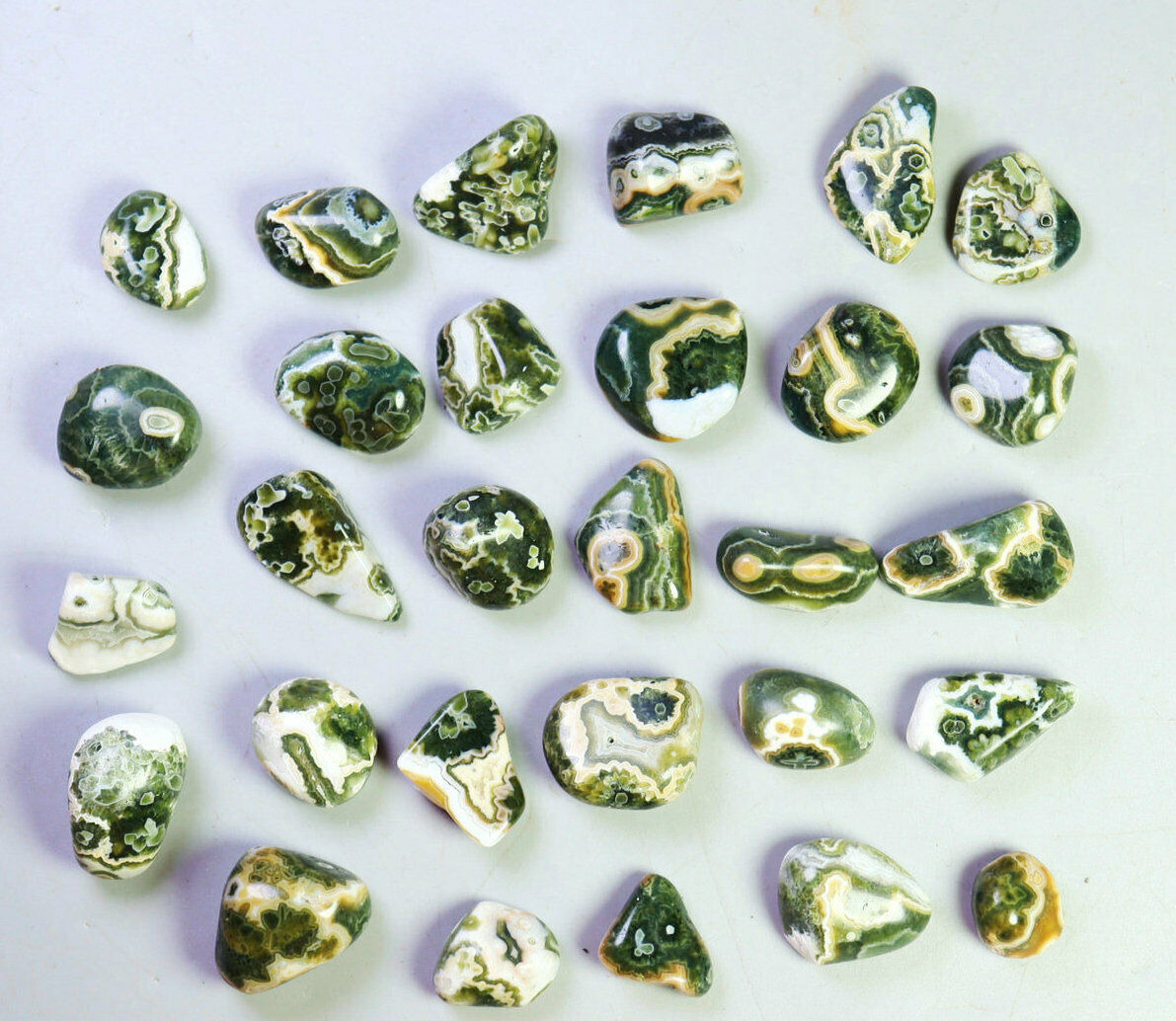 29pcs Natural Ocean Jasper Quartz Crystal Agate Round Pendant Jasper Reiki Stone