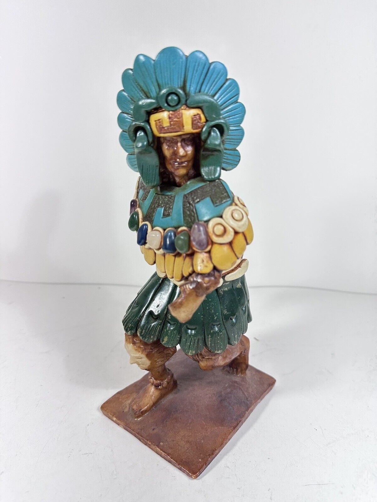 MEXICAN AZTEC WARRIOR HANDMADE FIGURE MEXICO Statue 10”