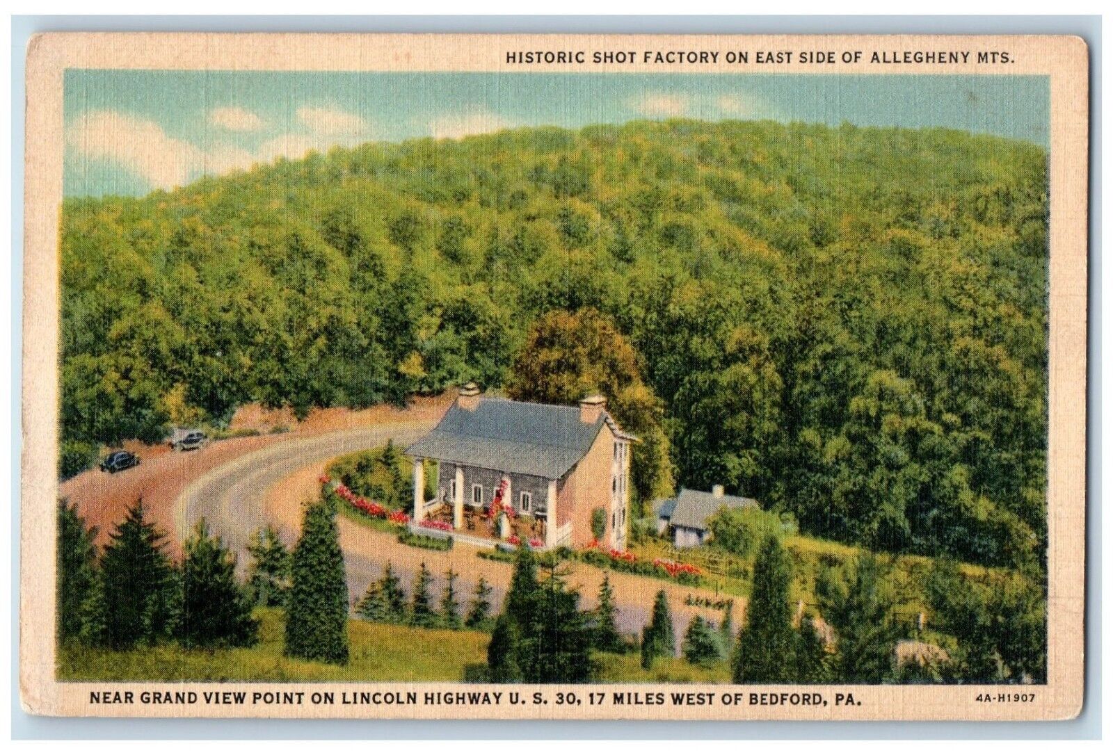 c1940 Historic Shot Factory Allegheny Mountains Bedford Pennsylvania PA Postcard