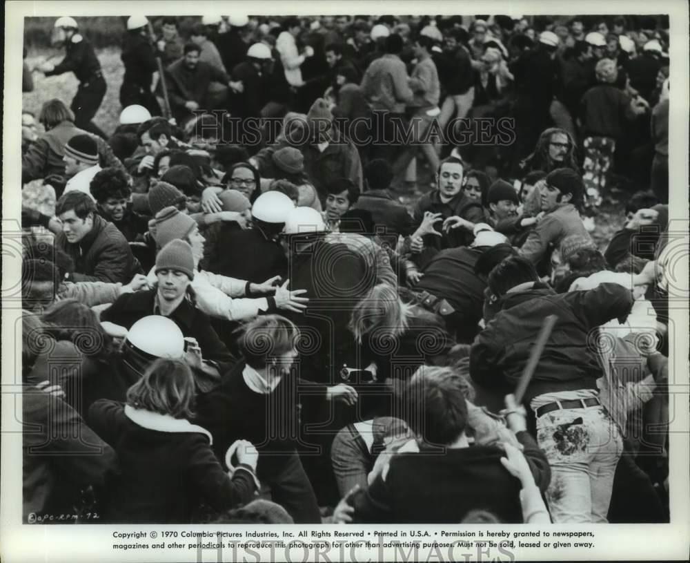 1970 Press Photo Actors Portray Student Activist Revolt with Police on Campus