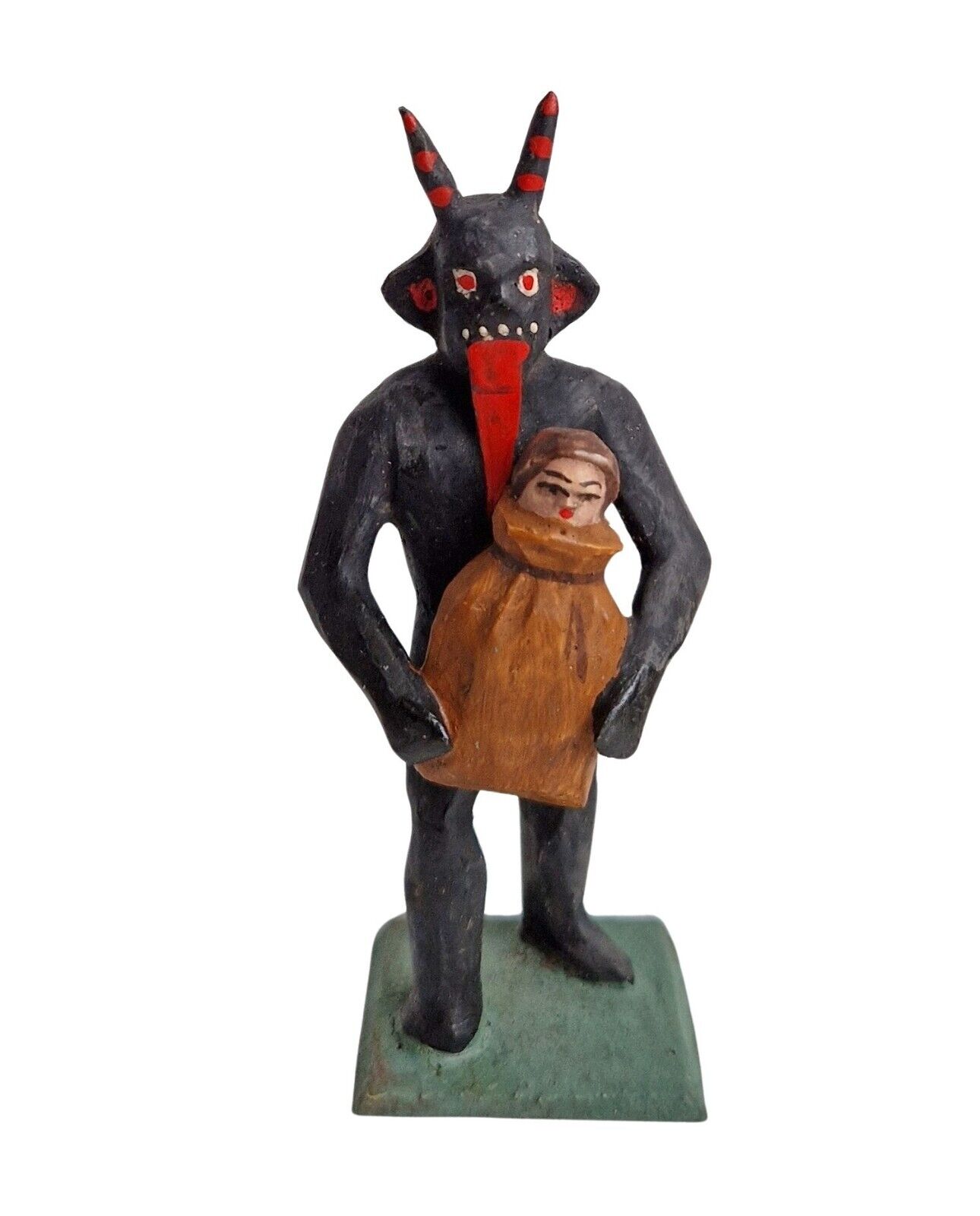 Grulicher Nativity, Krampus/ Devil With Child IN Bag, 2 13/16in (17351)