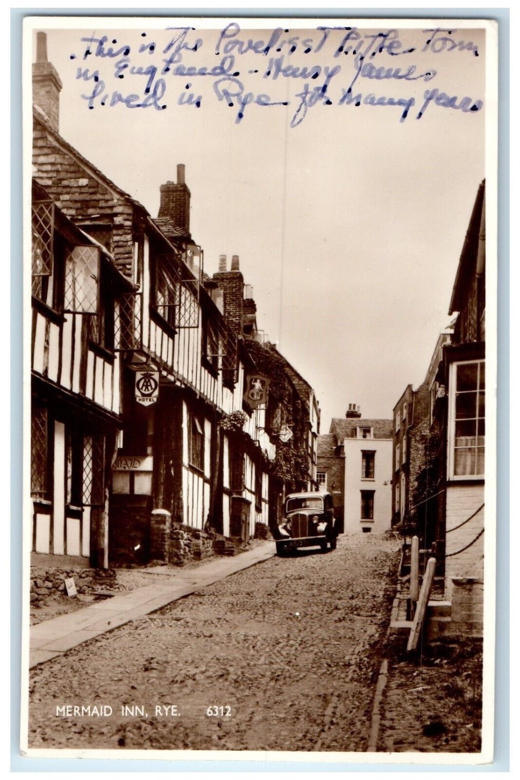 c1950's Mermaid Inn Rye East Sussex England Air Mail RPPC Photo Postcard