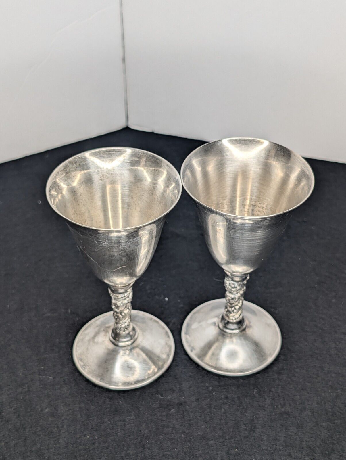 Set of 2 Vtg Chalices FB Rogers Silverplate Goblets Made In Spain Wedding Toast