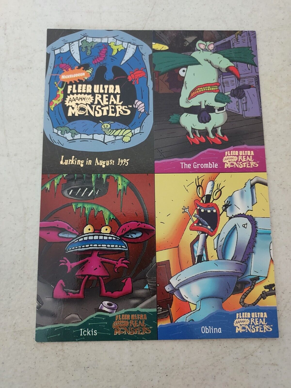 1995 AAAHH Real Monsters Nickelodeon 4 Uncut Fleer Ultra Promo Cards