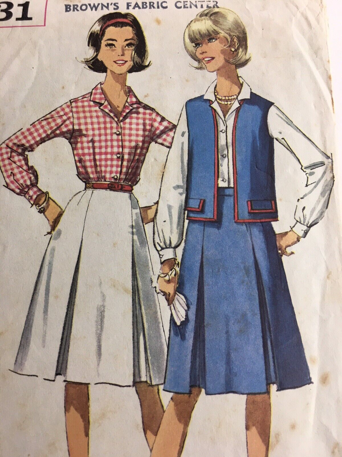 1959s Simplicity 5931 Vintage Sewing Pattern Miss Shirt Skirt Jacket Size 10