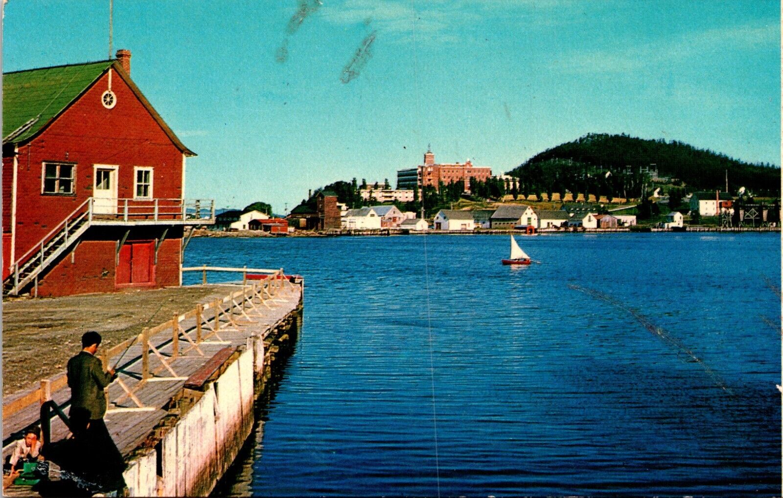 Postcard Gaspe Canada - Gaspe Harbour as seen from Davis\'s Wharf