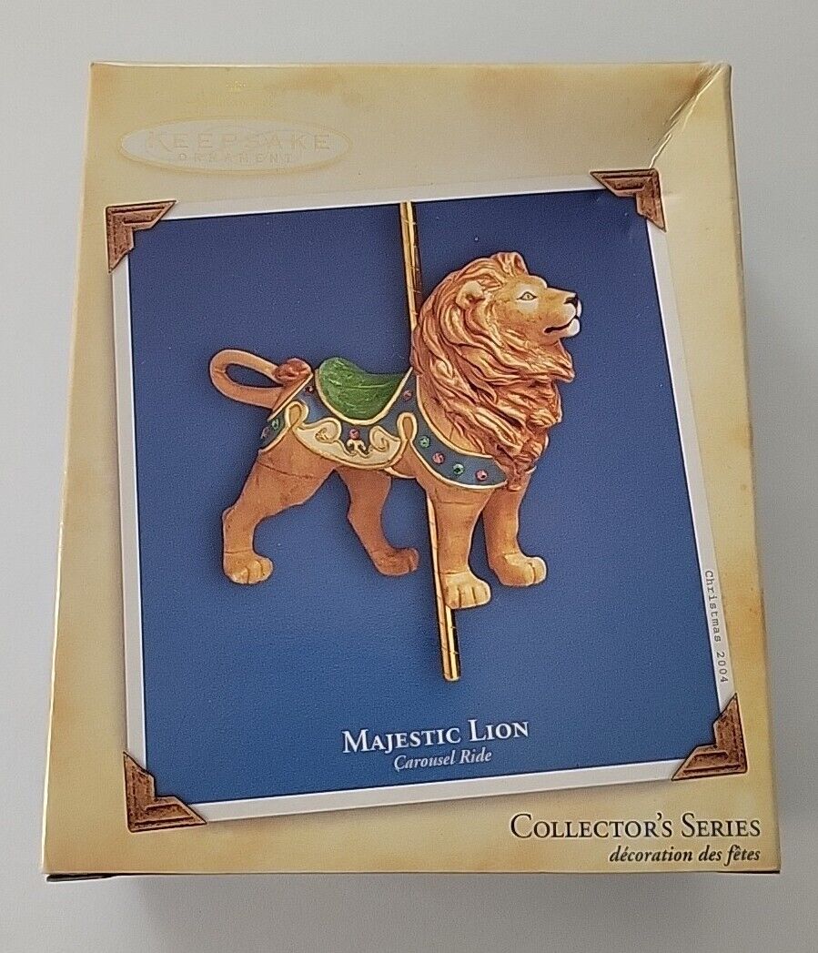 2004 Majestic Lion Carousel Ride #1 in Series Hallmark Keepsake Ornament NIB