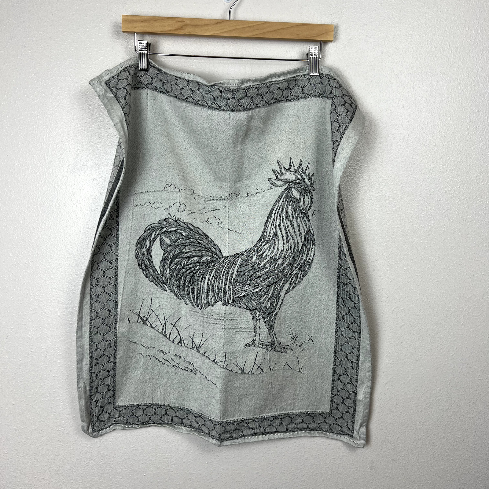 Le Telerie Toscane Tea Towel 100% Cotton Country Rooster Gray 28X22.5 Italy
