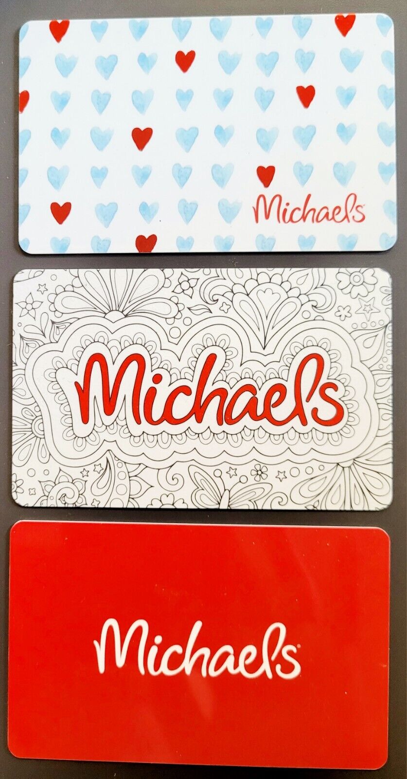 Collectible Michael\'s 2024 Gift Card - Red Themes - No Value, Lot Of 3