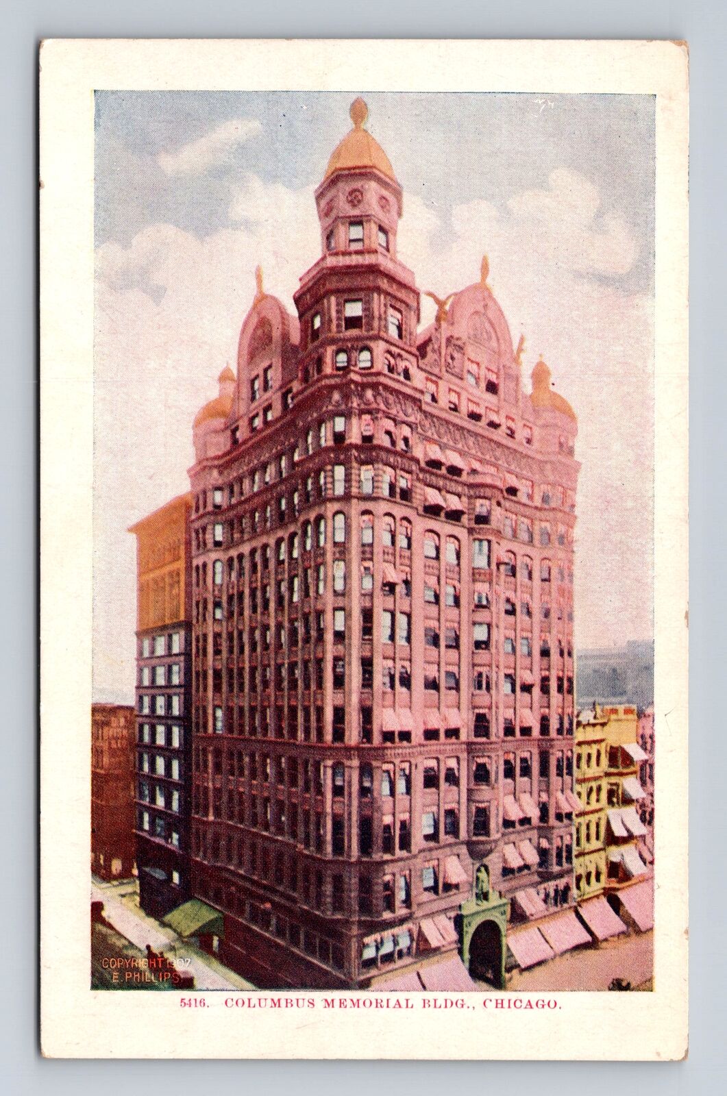 Chicago IL-Illinois, Columbus Memorial Building, Vintage c1908 Souvenir Postcard