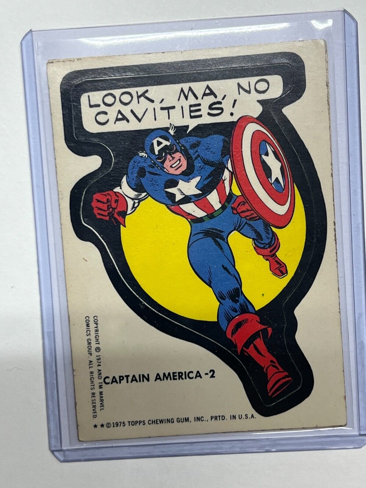 Captain America -2 Marvel Comics Super Hero STICKER 1974/1975 Topps