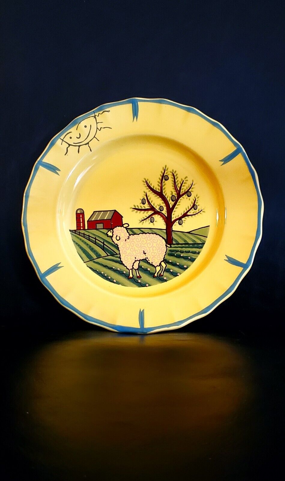 Vintage Country Morn Breakfast Plate With A Sheep By Shafford 1990
