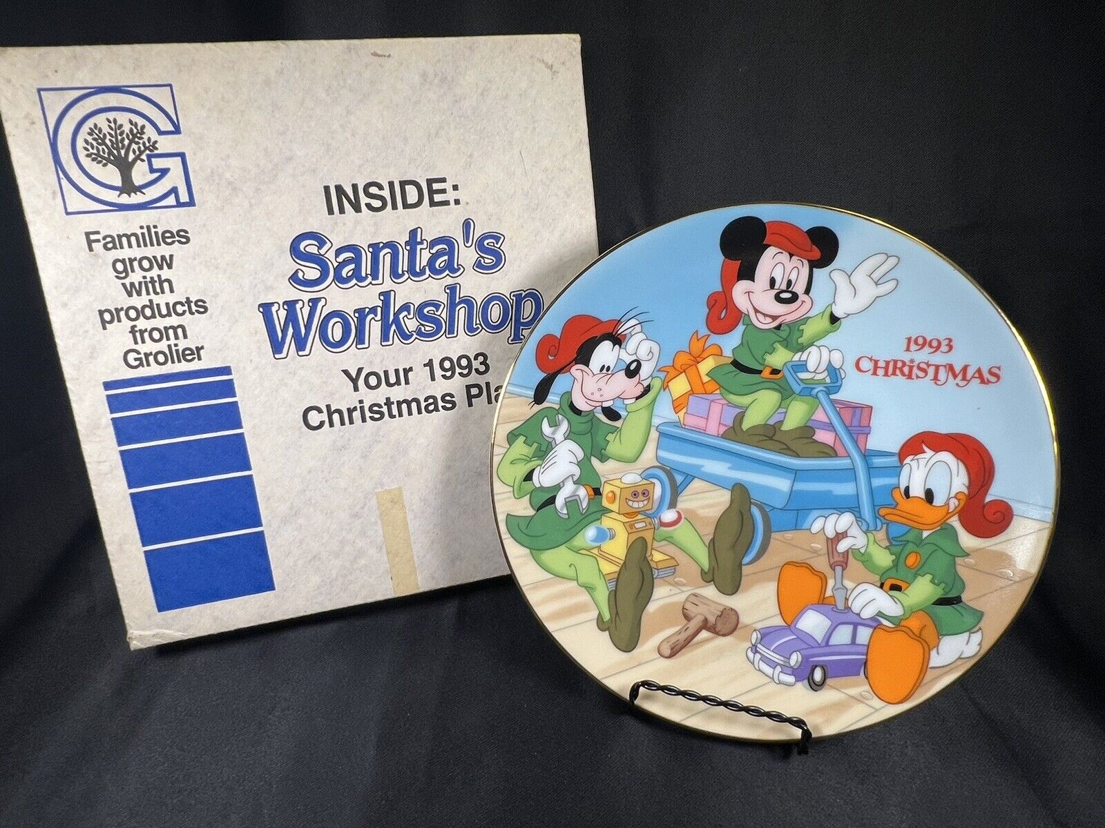 Disney\'s Santa’s Workshop 1993 Christmas Plate Grolier Ltd Ed Numbered 7733