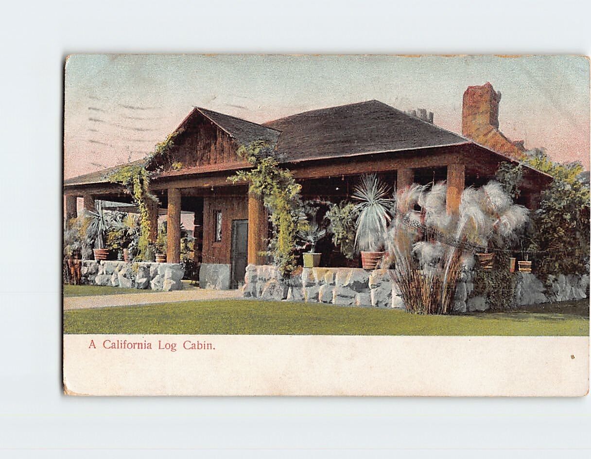 Postcard A California Log Cabin