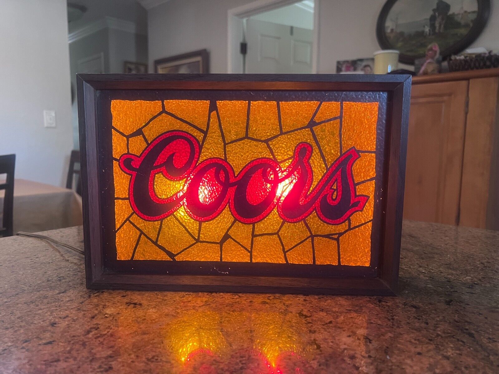 Coors Beer Stained Glass Bar Light. Vintage Rare
