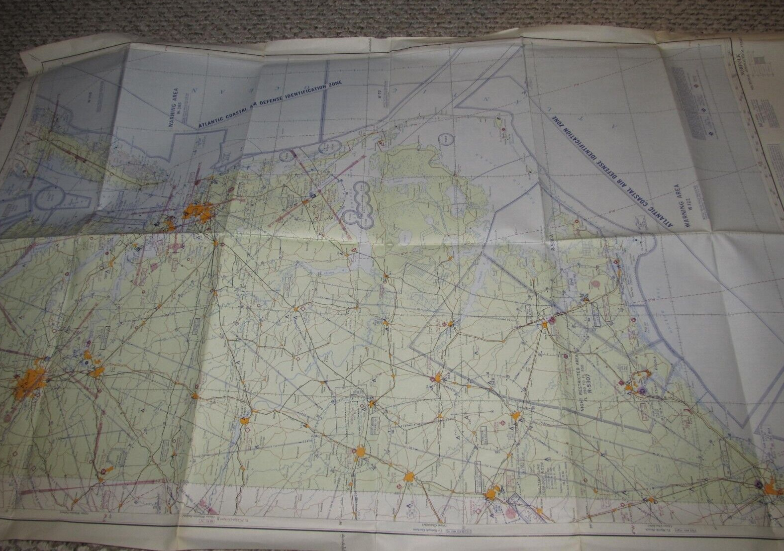 Vintage 1962 Sectional Aeronautical Map Chart Norfolk VA